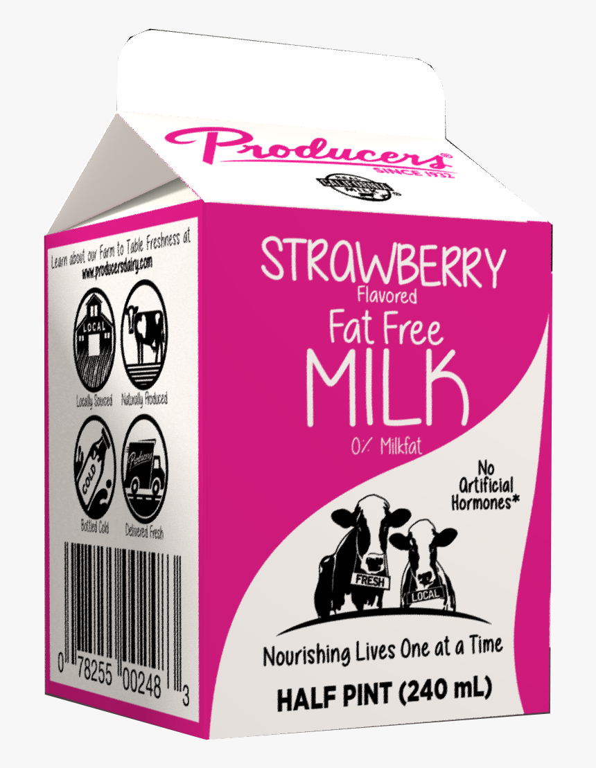 Strawberry Fat Free Milk - Carton, HD Png Download