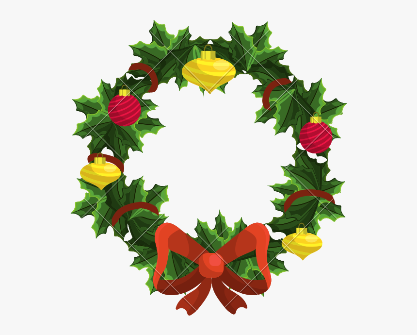 Christmas Wreath Garland With Christmas Design, HD Png Download