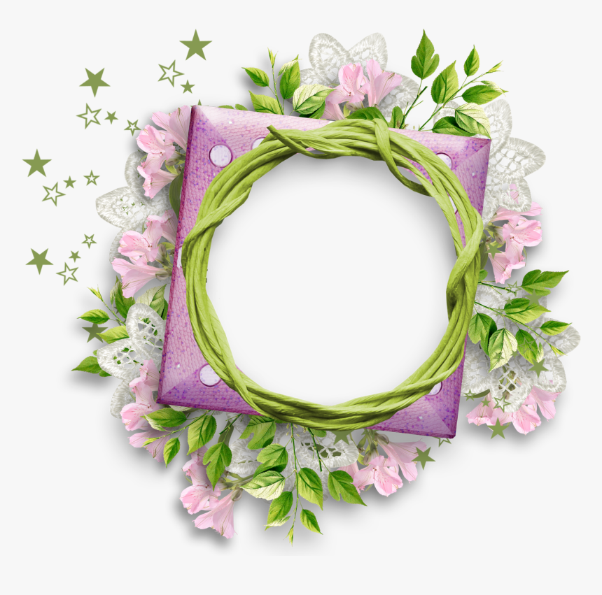 Transparent Lace Borders Png - Round Frame With Flowers, Png Download