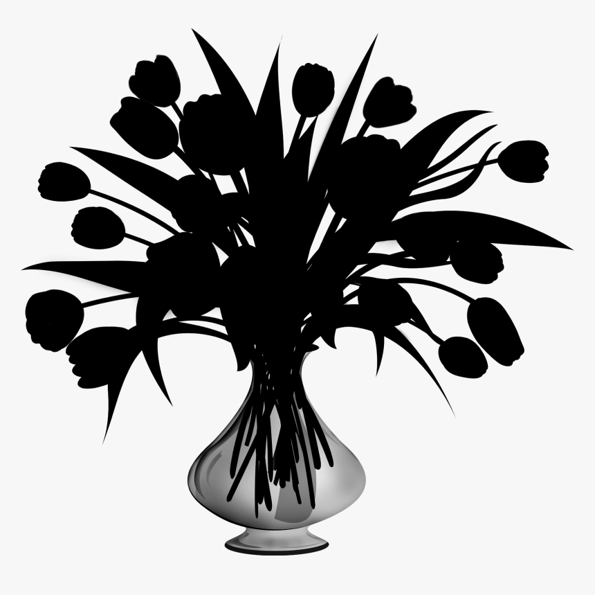 Flowering Plant Silhouette Leaf Plants - Flower Vase Silhouette Png, Transparent Png