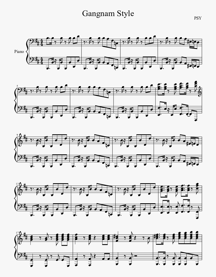 Gangnam Style（江南style）五线谱 - Emil Sacrifice Piano Sheet, HD Png Download