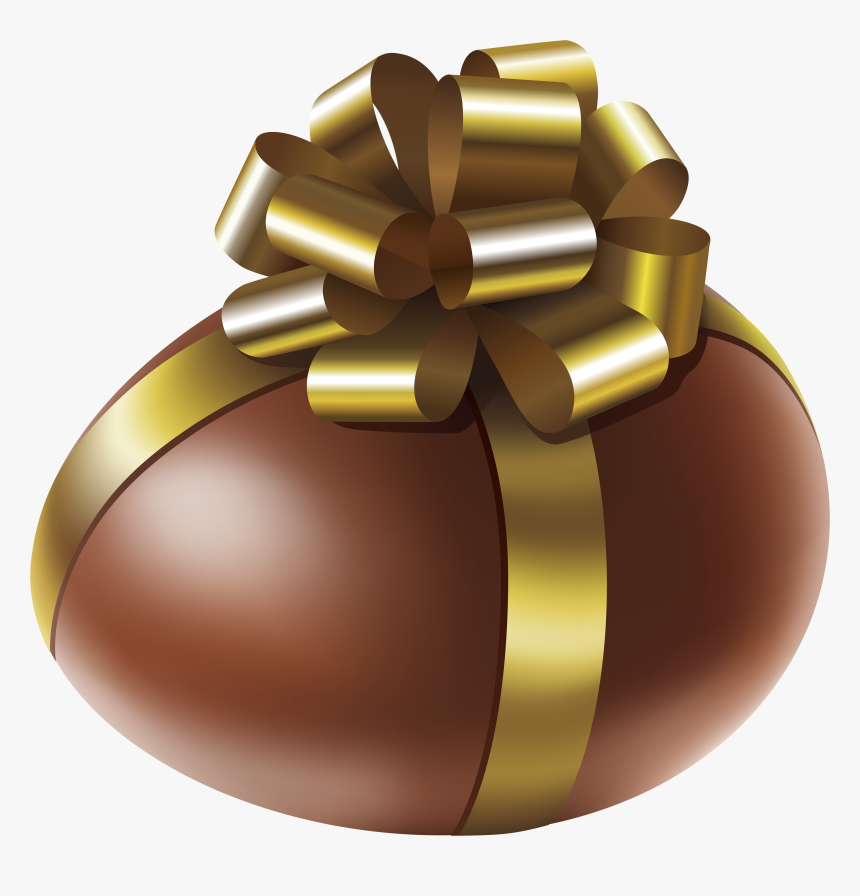 Chocolate With Gold Bow - Easter Egg, HD Png Download