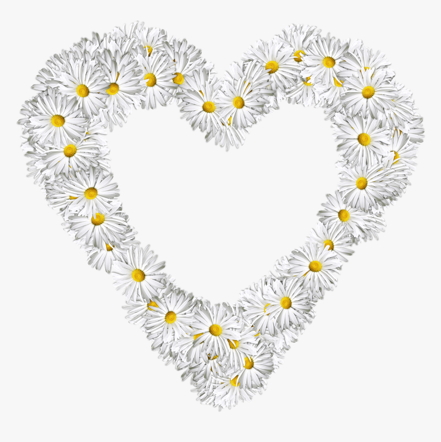Heart Flowers Png Love Valentine Daisies S - Flower Heart Images Transparent, Png Download