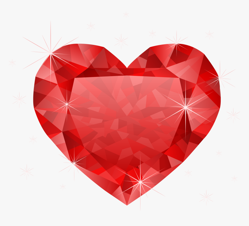 Large Transparent Diamond Red Heart Png Clipart - Diamond Heart Shape Clipart, Png Download