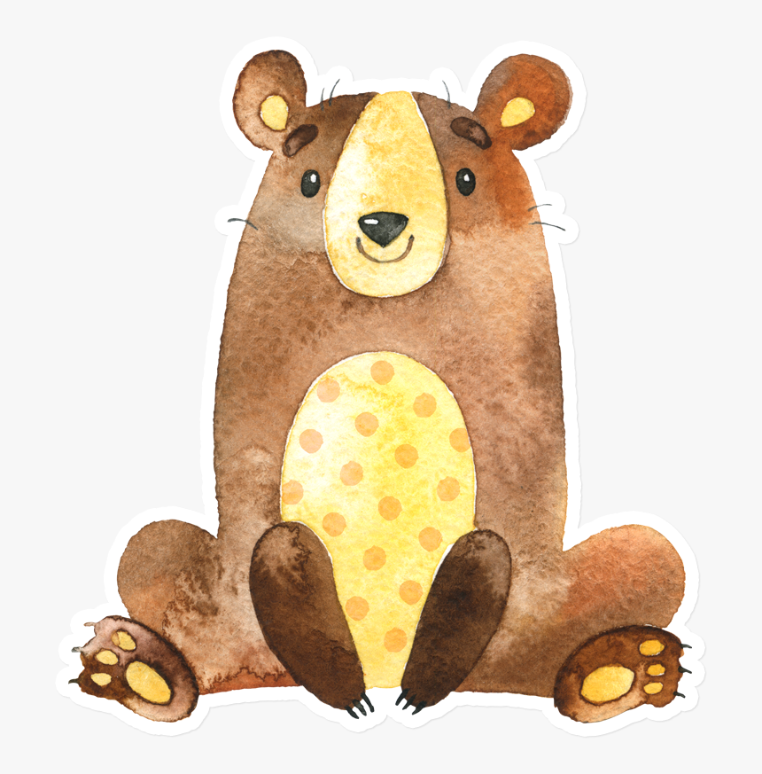 Sticker That Kick Ass Watercolor Bear - Watercolor Bear Clipart, HD Png Download