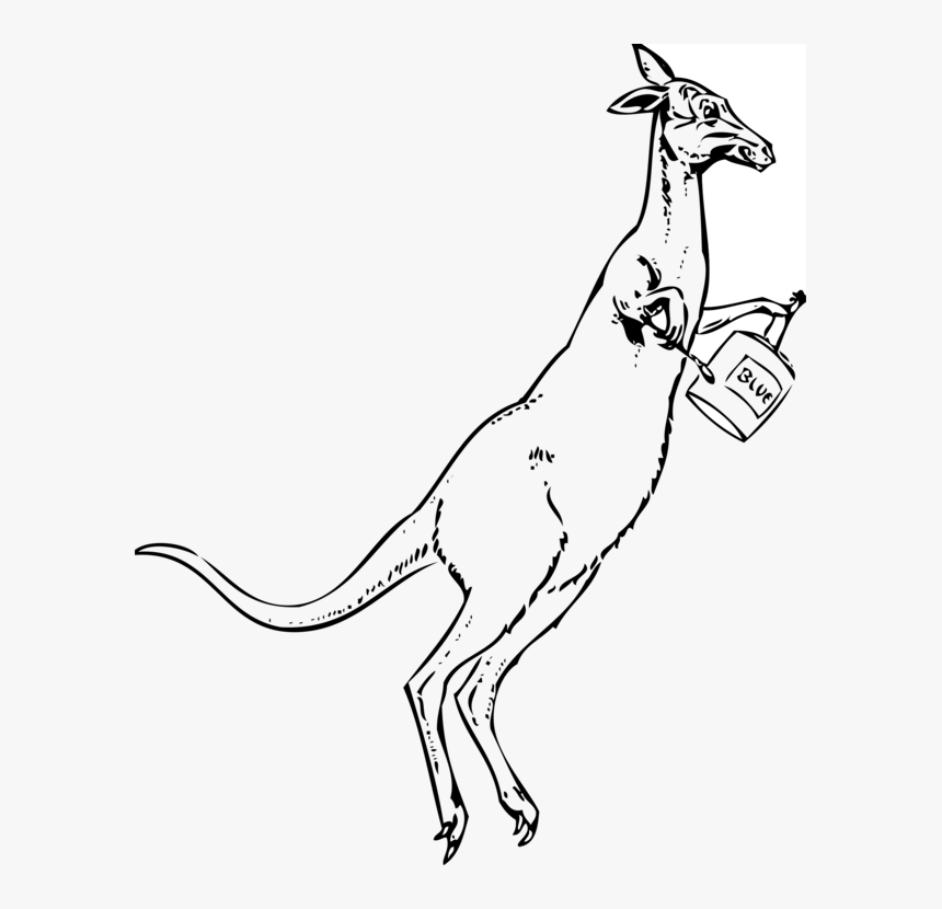 Clipart Black And White Jumping Kangaroo, HD Png Download