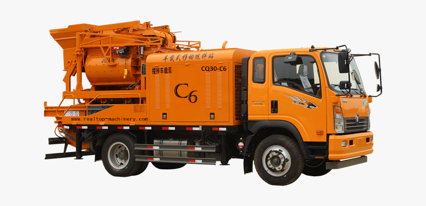 Truck Concrete Mixer Pump, Truck Mounted Concrete Mixing - Trailer Truck, HD Png Download