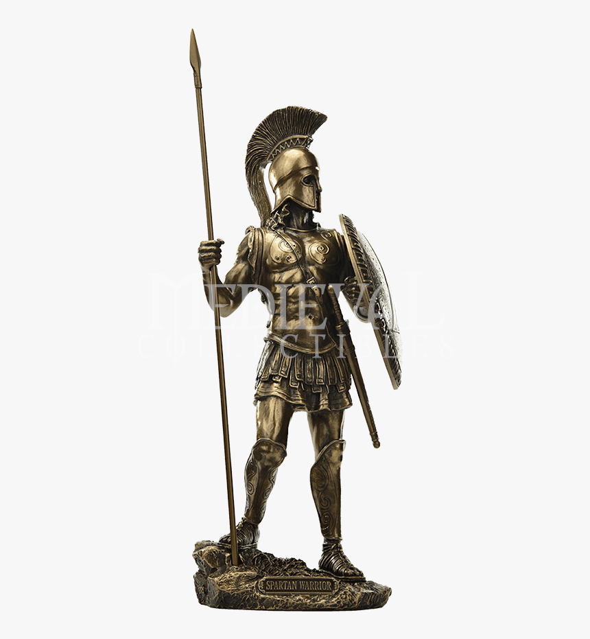 Warrior With Spear And Hoplite Shield Statue - Figurine, HD Png Download