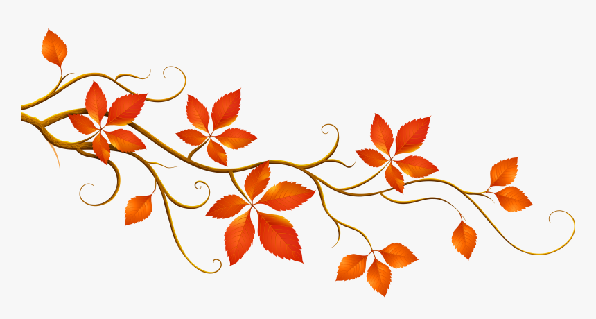 Decorative Branch With Autumn Leaves Png Clipart - Fall Leaves Clip Art, Transparent Png