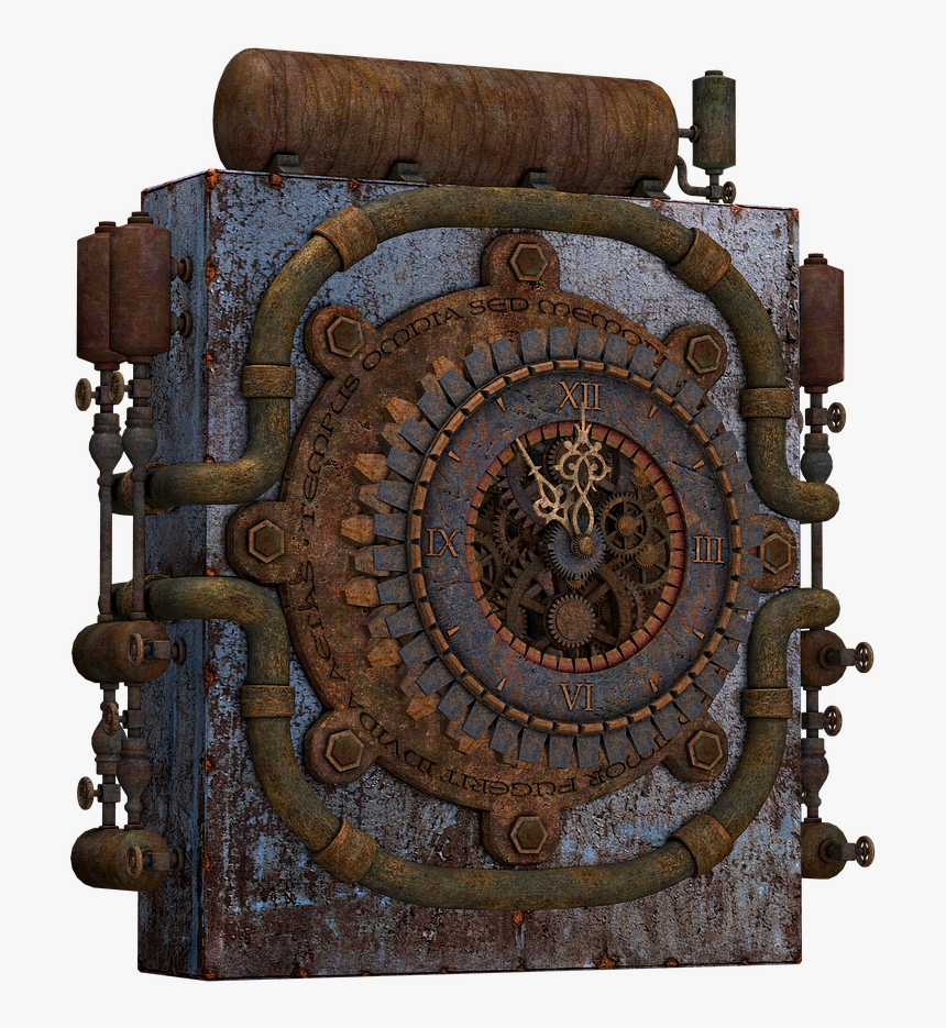 Clock, Old Clock, Steampunk, Machine, Pipes, Metal - Steampunk Machine Png, Transparent Png