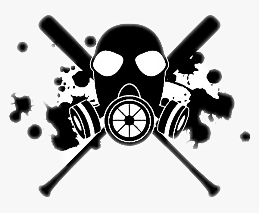 #skull #gasmask #baseballbat - Baseball Bat With Gas Mask, HD Png Download