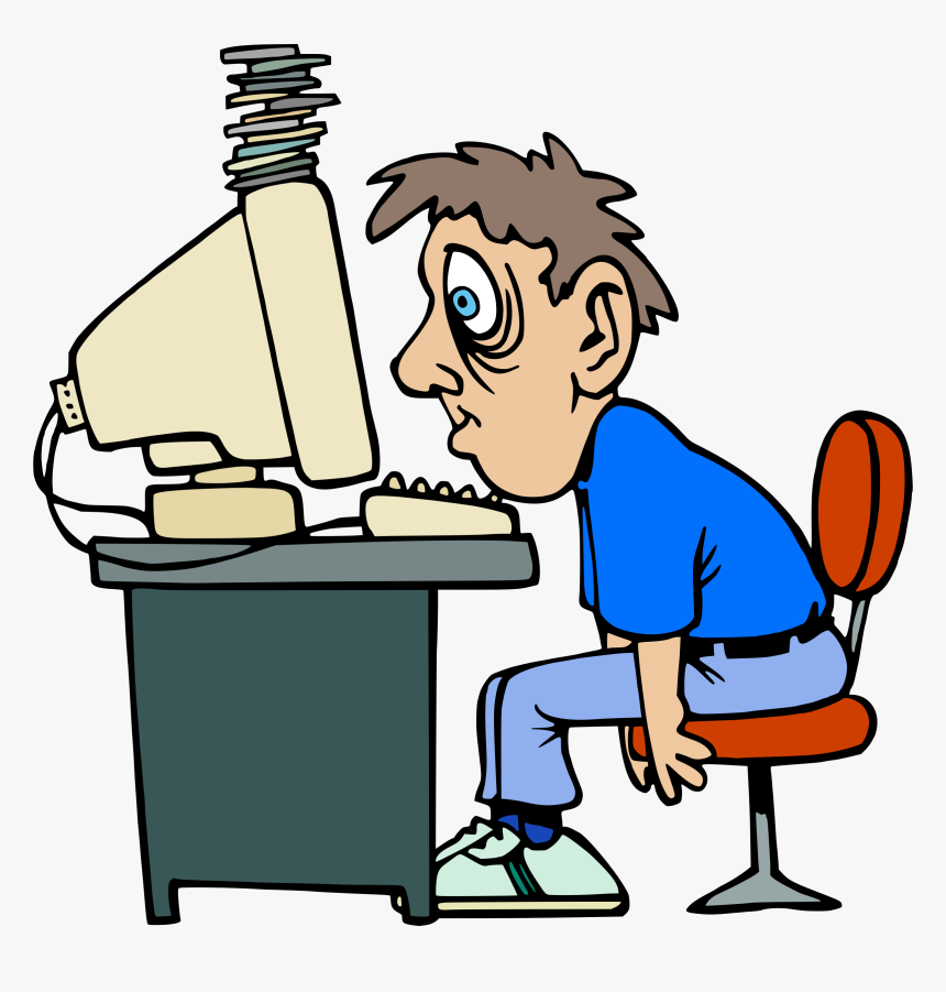 Exhausted Computer User Clip Arts - Eyes Glued To The Screen, HD Png Download