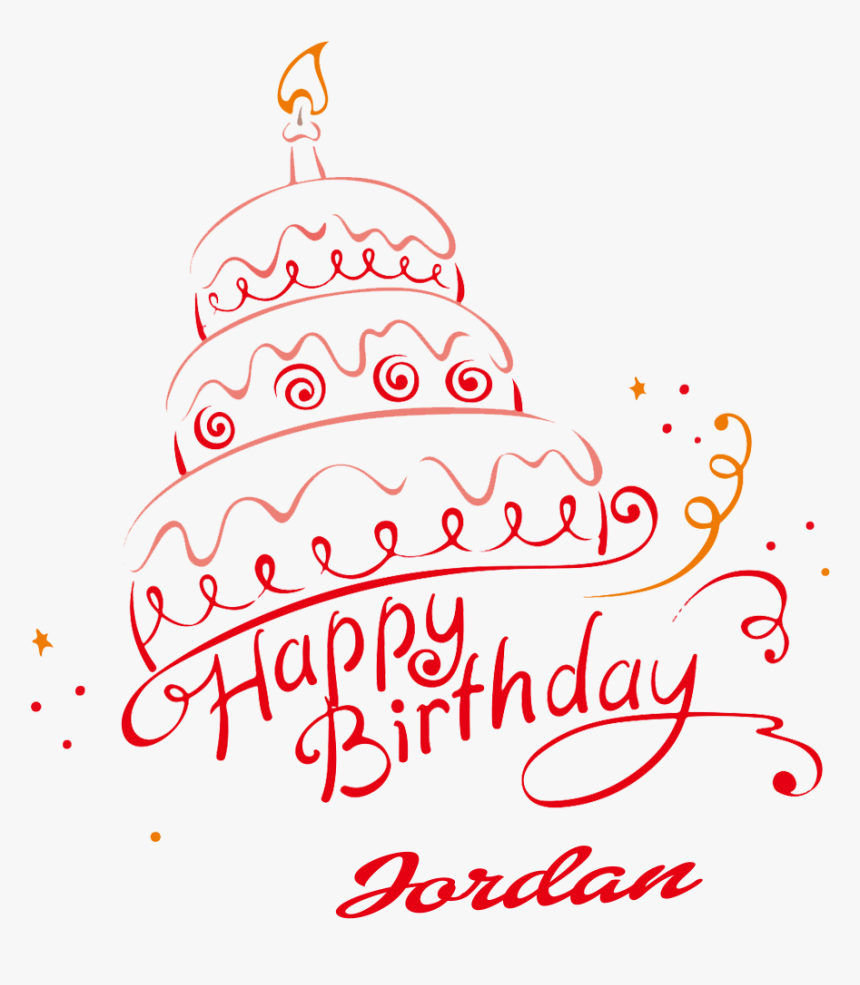 Jordan Happy Birthday Vector Cake Name Png - Calligraphy, Transparent Png