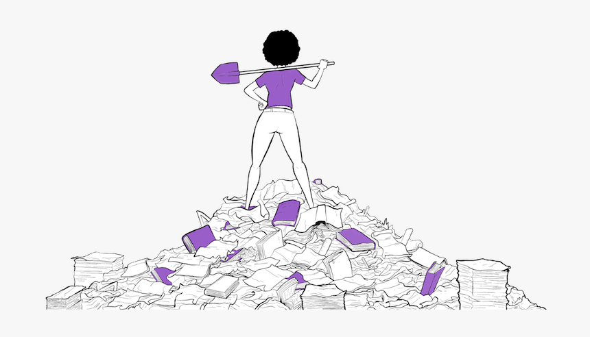 Student Holding A Shovel On A Pile Of Homework - Illustration, HD Png Download