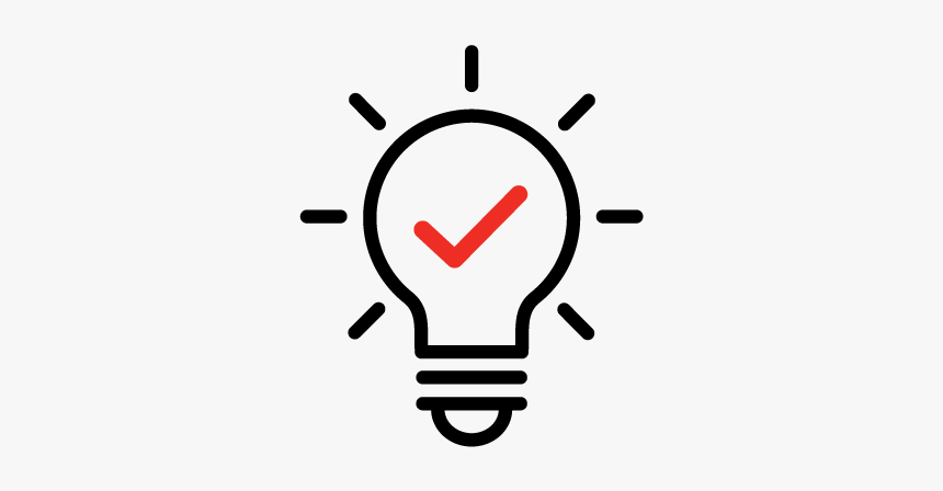 An Icon Of A Lightbulb With A Red Check Mark Within - Bombillo Icono Png, Transparent Png