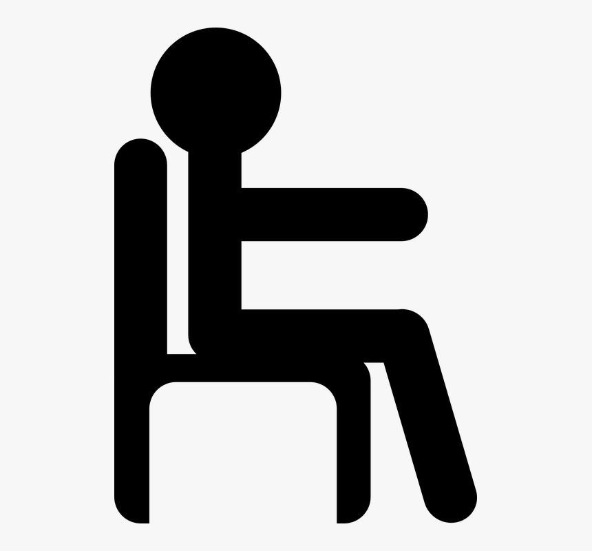 Man, Sit, Chair, Pictogram, Black, Work - Stick Figure In Chair, HD Png Download