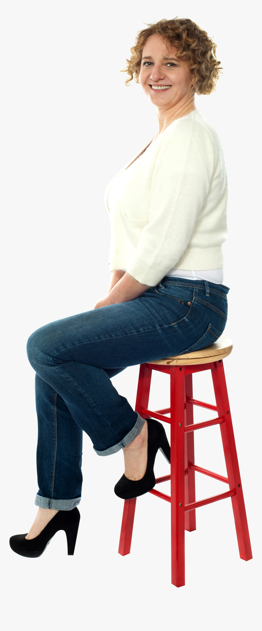 Women Sitting On Stool, HD Png Download