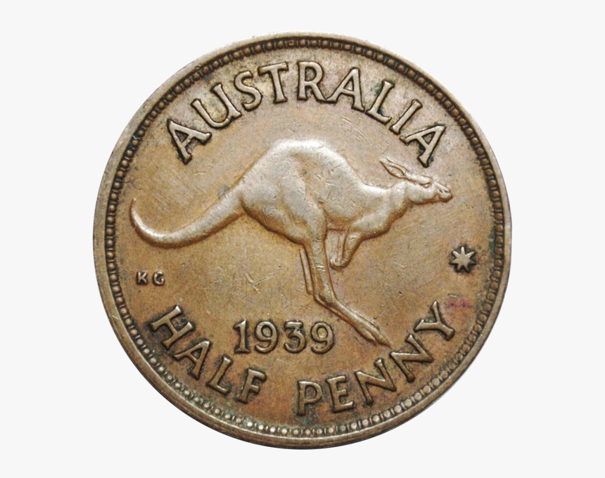 Scarce 1939 Australian Halfpenny Kangaroo Reverse Very - Coin, HD Png Download