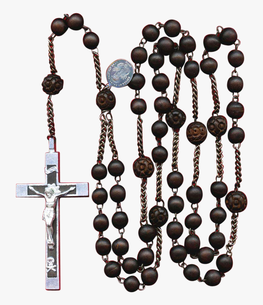 Scarce Seven Sorrows Wood Habit Rosary Aluminum & Steel - Bead, HD Png Download