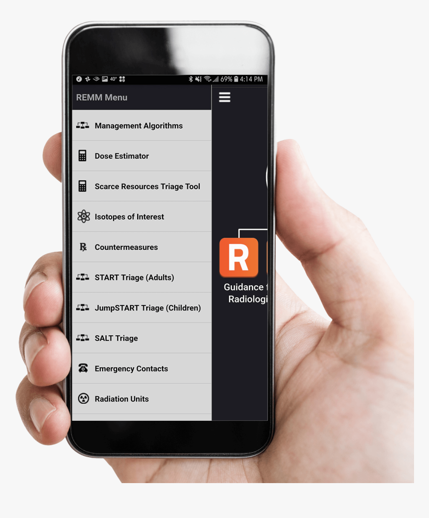 Hand Holding A Mobile Phone With Remm App Displaying - Mobile Phone White Screen, HD Png Download