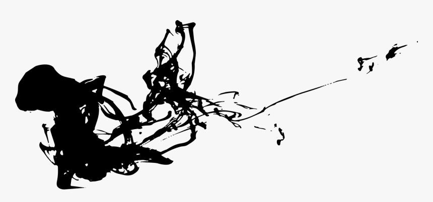 Visual Arts,plant,silhouette - Paint Smear Black White Art, HD Png Download