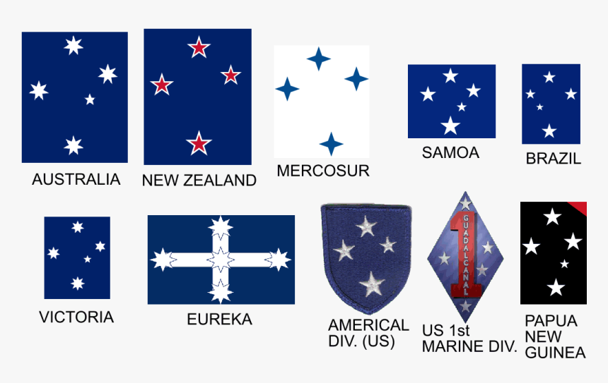 Southern Cross Appearing On A Number Of Flags - Southern Cross Brazil Flag, HD Png Download