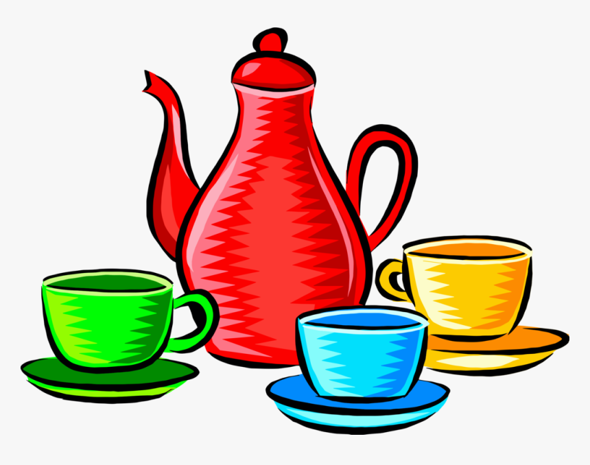 Kettle,cup,teapot - Coffee Pot And Cups, HD Png Download