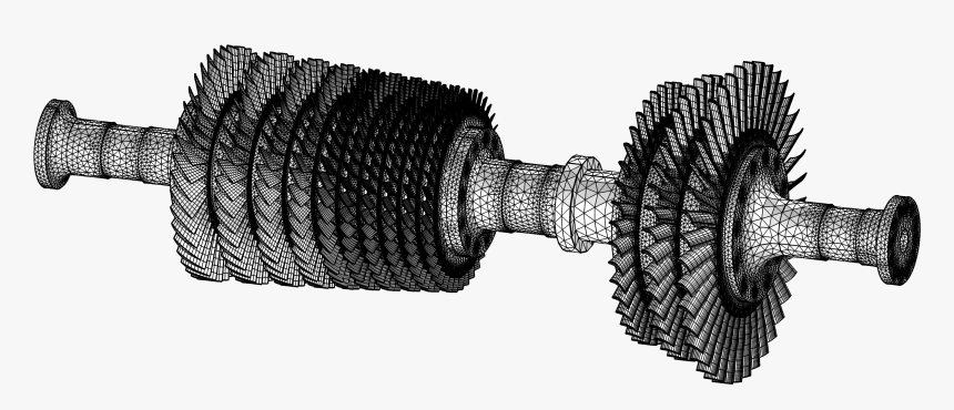 Tetrahedral And Swept Mesh Of A Gas Turbine, HD Png Download