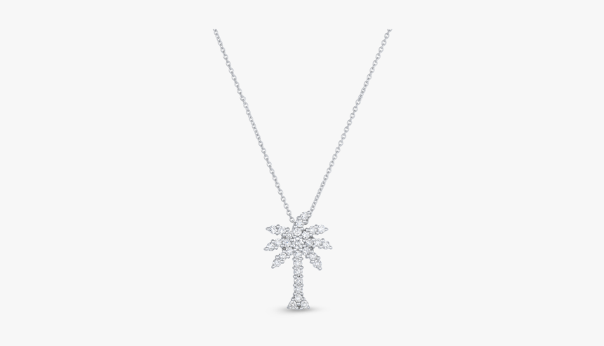 18k White Gold Large Palm Tree Pendant With Diamonds - Locket, HD Png Download