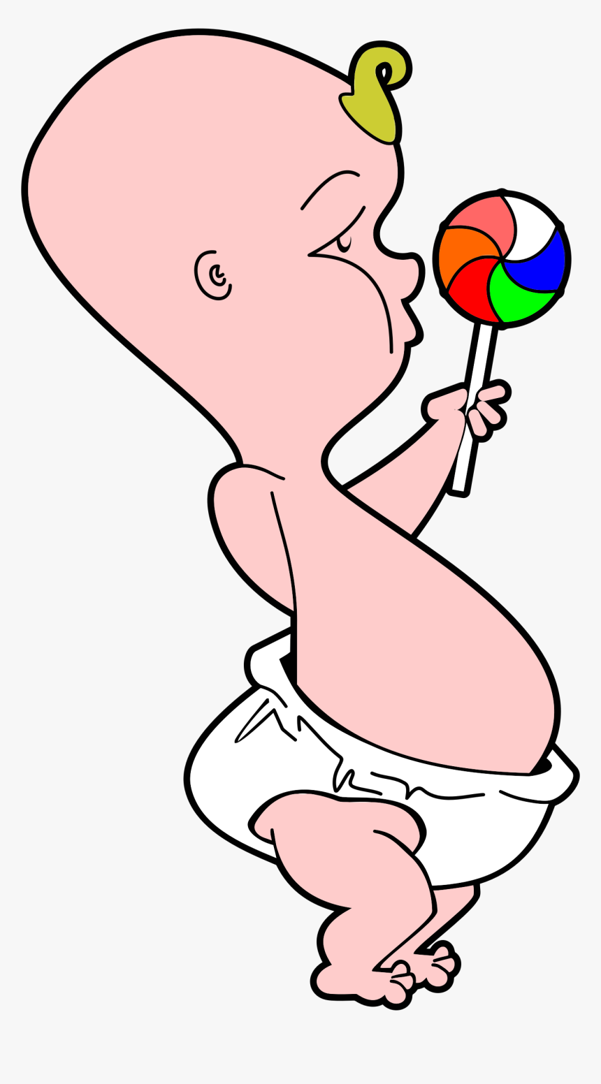 Baby With Pinwheel Lollipop Clip Arts - Cartoon Baby With Candy, HD Png Download