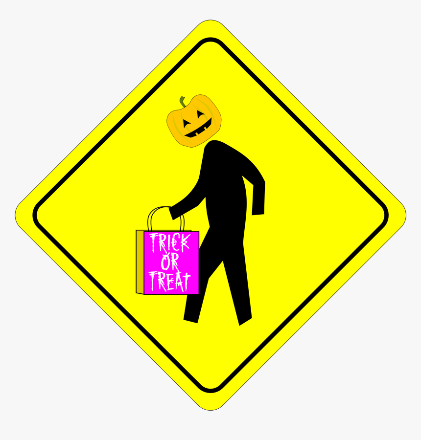 Halloween Pedestrian Caution Sign - Old Person Crossing Sign, HD Png Download