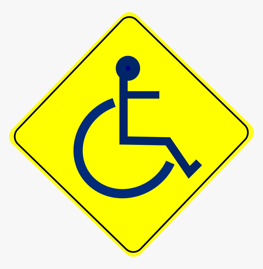 Wheelchair Caution Sign Blue - Caution Wheelchair Sign, HD Png Download