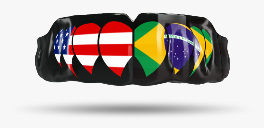 America Brazil Fangs 
 Class - Mouth Guard Two Flags, HD Png Download