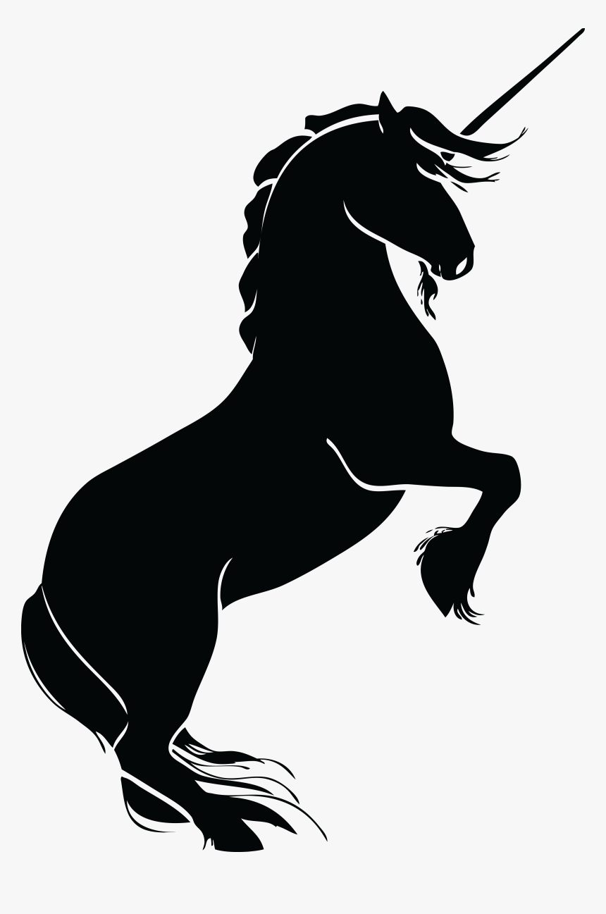 Horse Unicorn Silhouette Clip Art - Rearing Unicorn Silhouette, HD Png Download