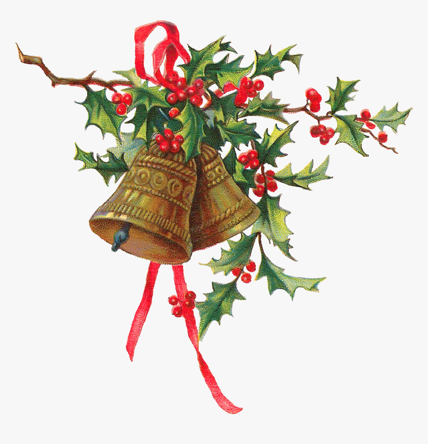 Victorian Christmas Holly Borders - Christmas Holly With Bells, HD Png Download