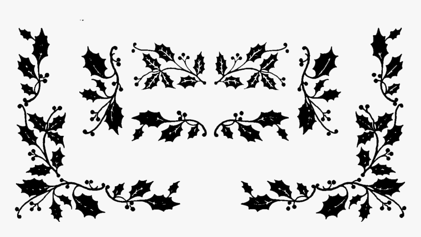 Clip Freeuse Old Designs Patterns Holly Border Frame - Christmas Design Black And White Png, Transparent Png