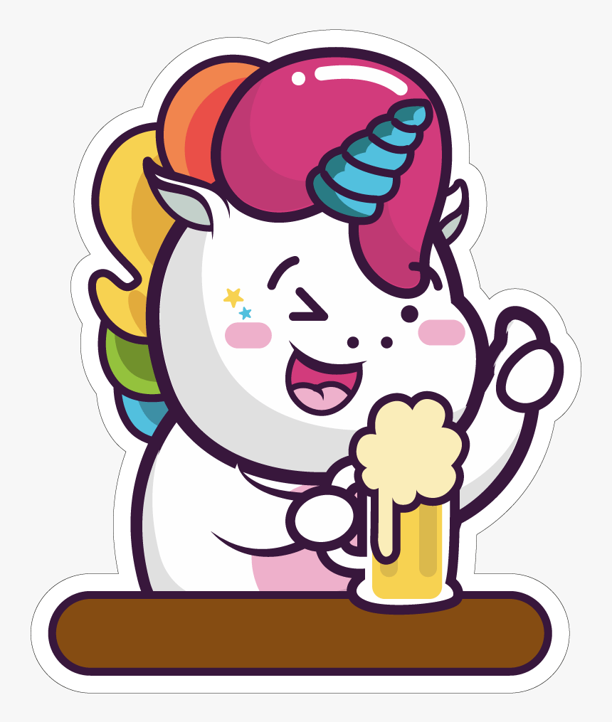 Cartoon,facial Art,line Character,art - Unicorn Beer Png, Transparent Png