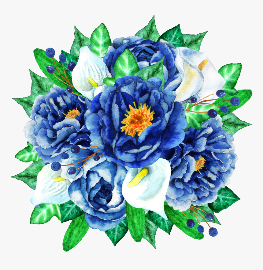 Bouquet Vector Blue Flower, HD Png Download