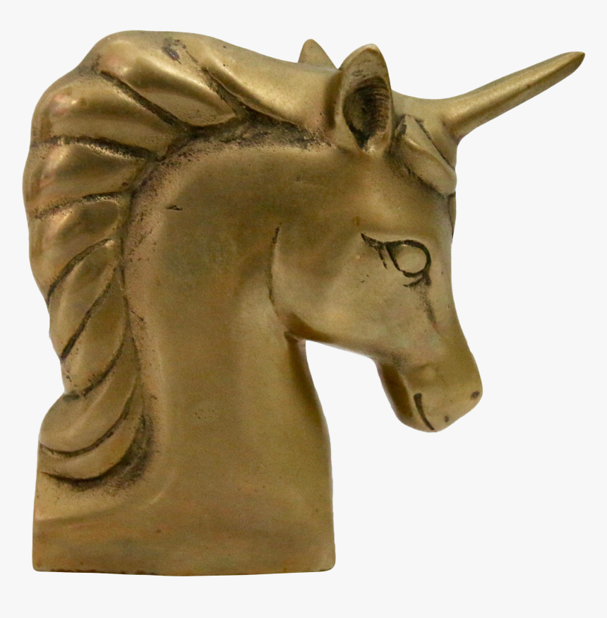 Vintage Brass Unicorn Head Book End On Chairish - Bronze Sculpture, HD Png Download