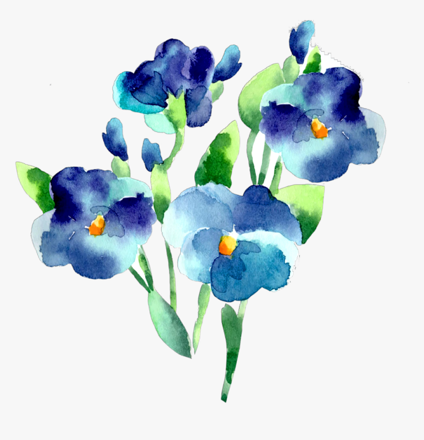 Ftestickers Watercolor Flowers Blue Teal - Watercolor Flowers Transparent Background, HD Png Download