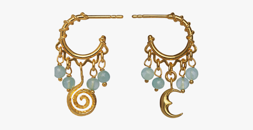 Dreamcather Aquamarine Spiral Moon - Maanesten Dreamcatcher Confidence Earrings, HD Png Download