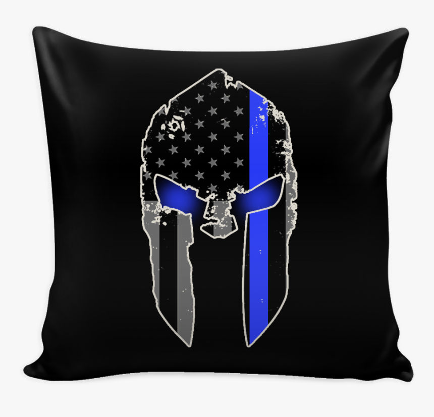 Spartan Helmet Thin Blue Line Pillow - Spartan Thin Blue Line, HD Png Download
