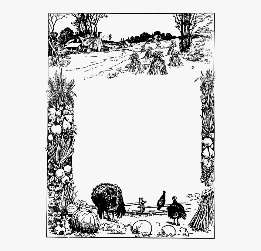 Black And White Encapsulated Postscript Thanksgiving - Thanksgiving Black And White Border, HD Png Download