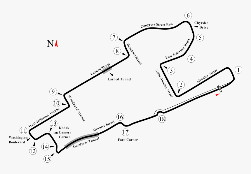 Downtown Detroit Street Circuit - Detroit Street Circuit, HD Png Download