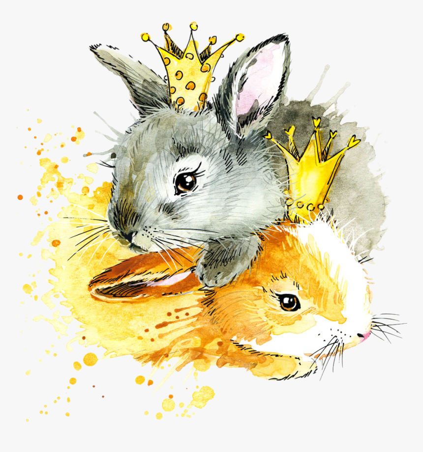 Watercolour Illustration Rabbit, HD Png Download