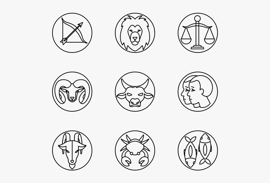 Zodiac Signs Lineal - Zodiac Signs Symbols Png, Transparent Png