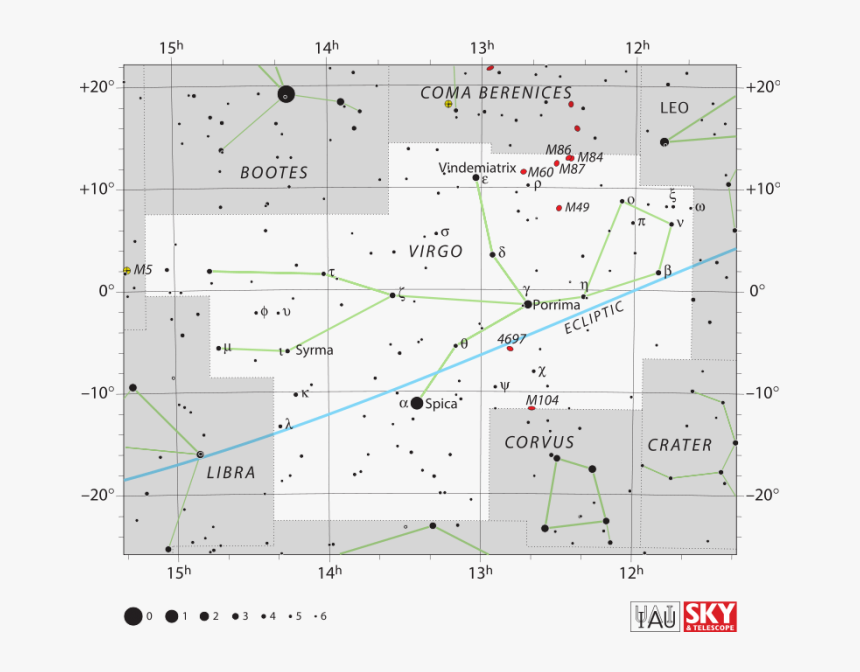 Virgo Constellation Star Chart, HD Png Download