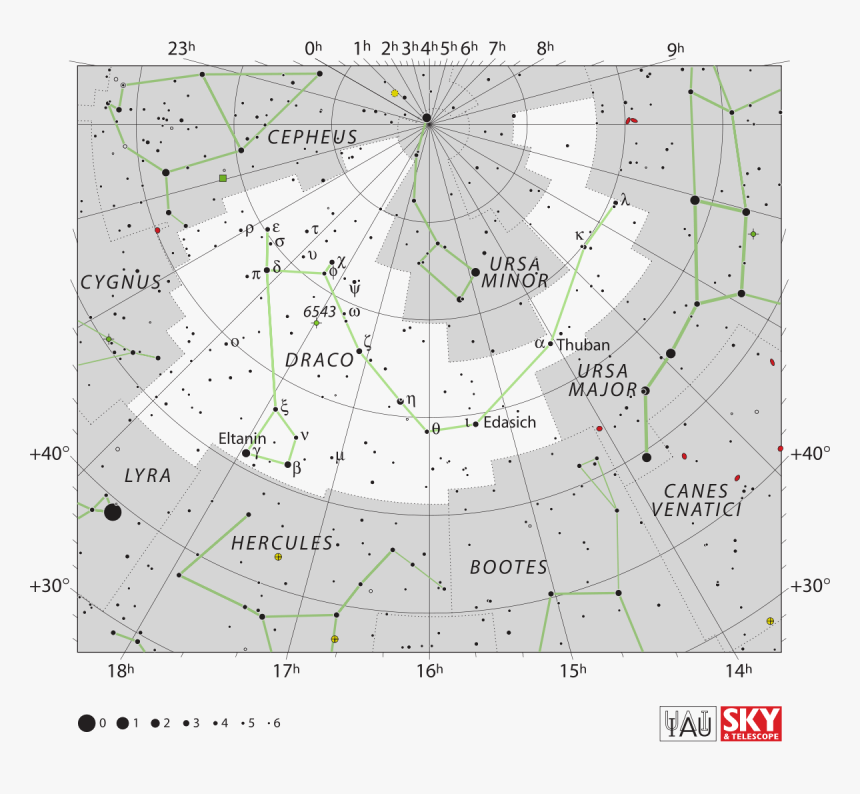 Draco Constellation Star Map, HD Png Download