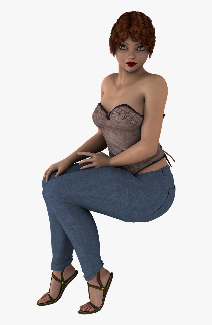 Fat Woman Sitting Png, Transparent Png