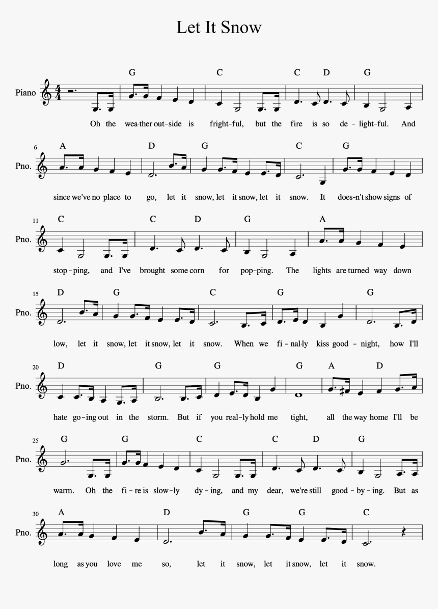 Let It Snow Chords Score - Flores Del Alma Sheet Music, HD Png Download